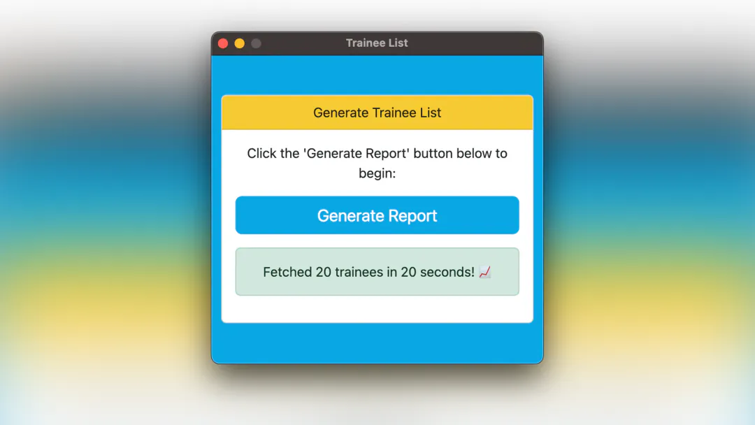 A screenshot of my Trainee List Electron app A screenshot of my Trainee List Electron app