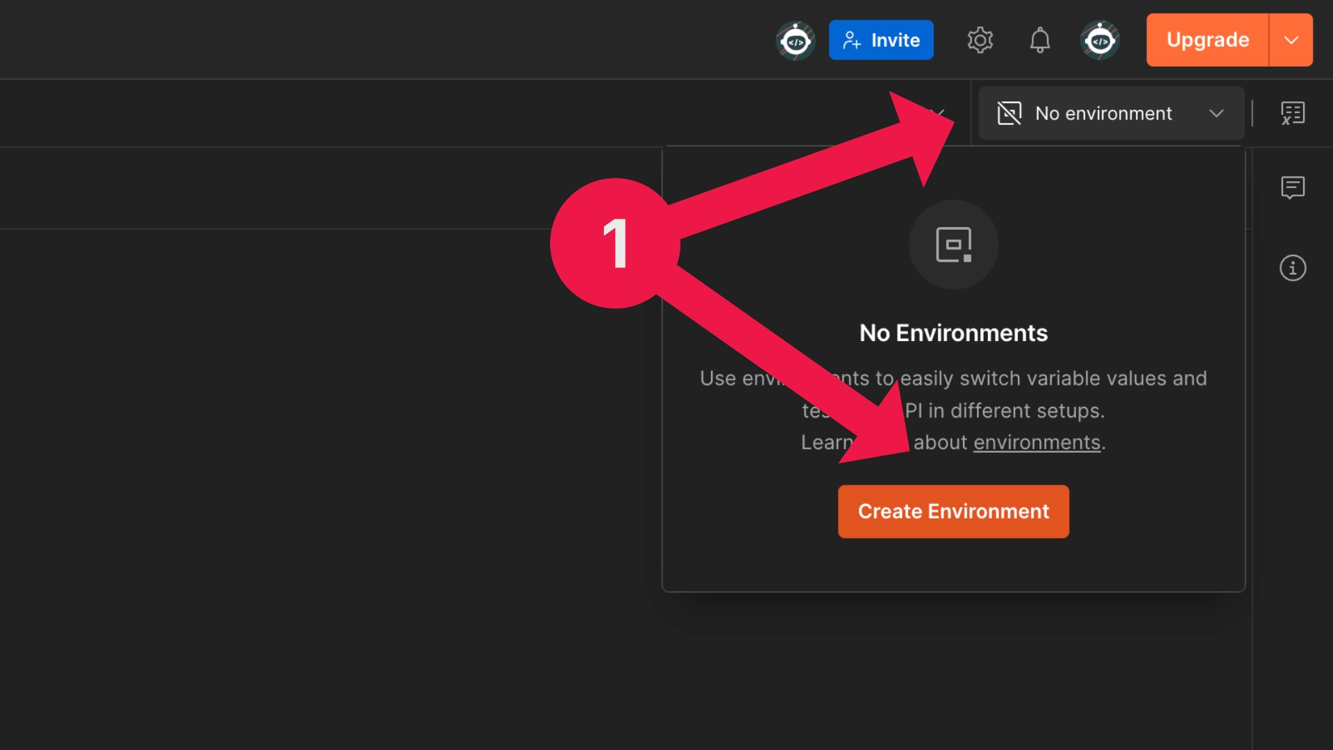 Creating a new environment in Postman with the Create Environment modal open.